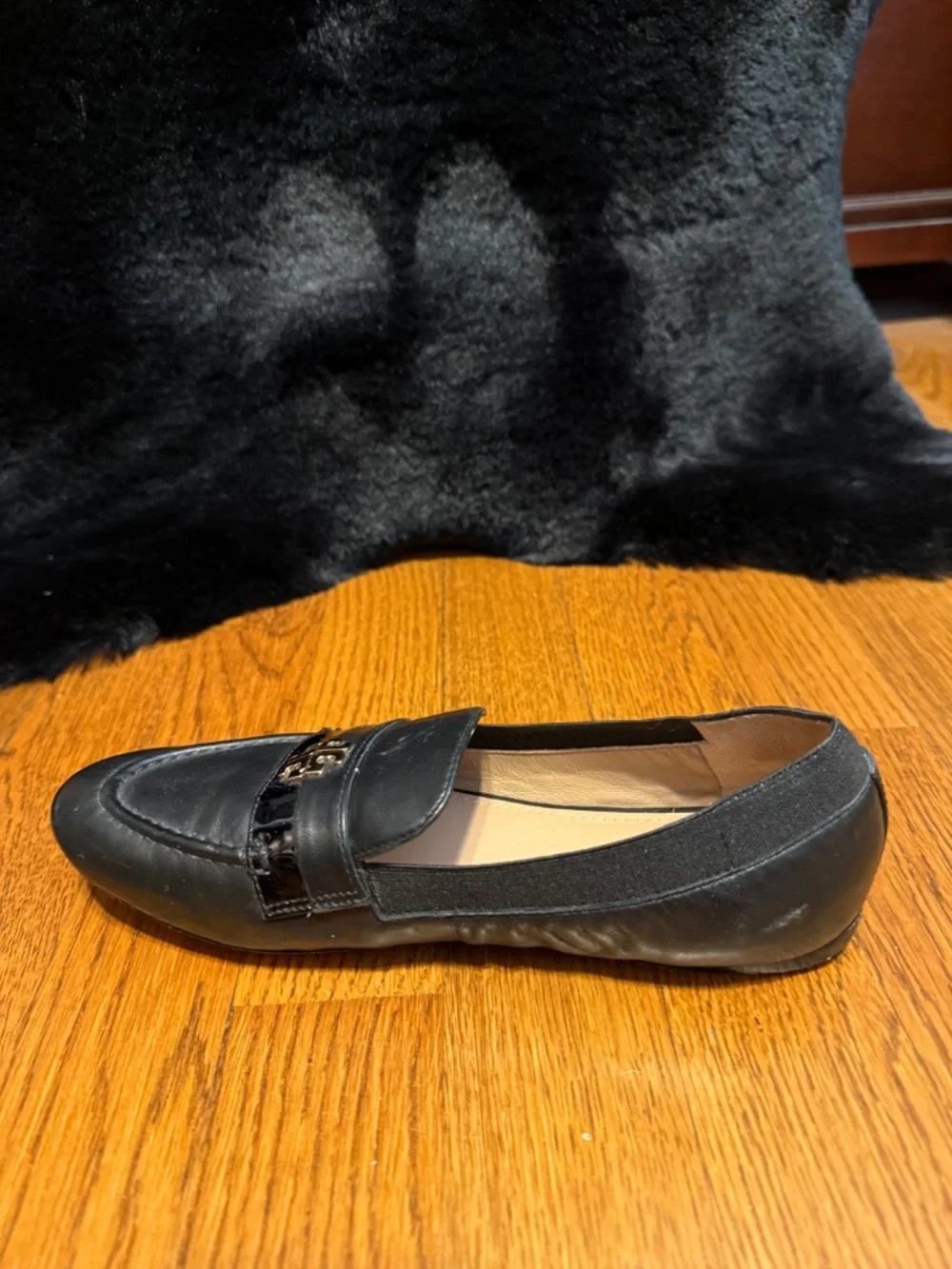Black Tory Burch slip on loafers